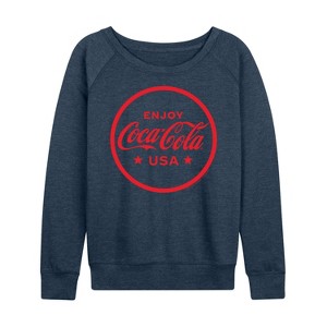 Women's - Coca-Cola - Enjoy Coca Cola USA Lightweight French Terry Wide Neck Long Sleeve Shirt - 1 of 4