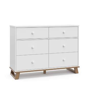 Storkcraft Modern 6 Drawer Dresser with Interlocking Drawers - White/Vintage Driftwood