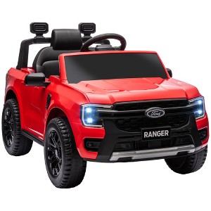 Qaba Ford Ranger Licensed 12V Kids Ride on Car, Kids Electric Car with Remote, Spring Suspension, Toy Storage, LED Headlights, Music Horn, Red - 1 of 4