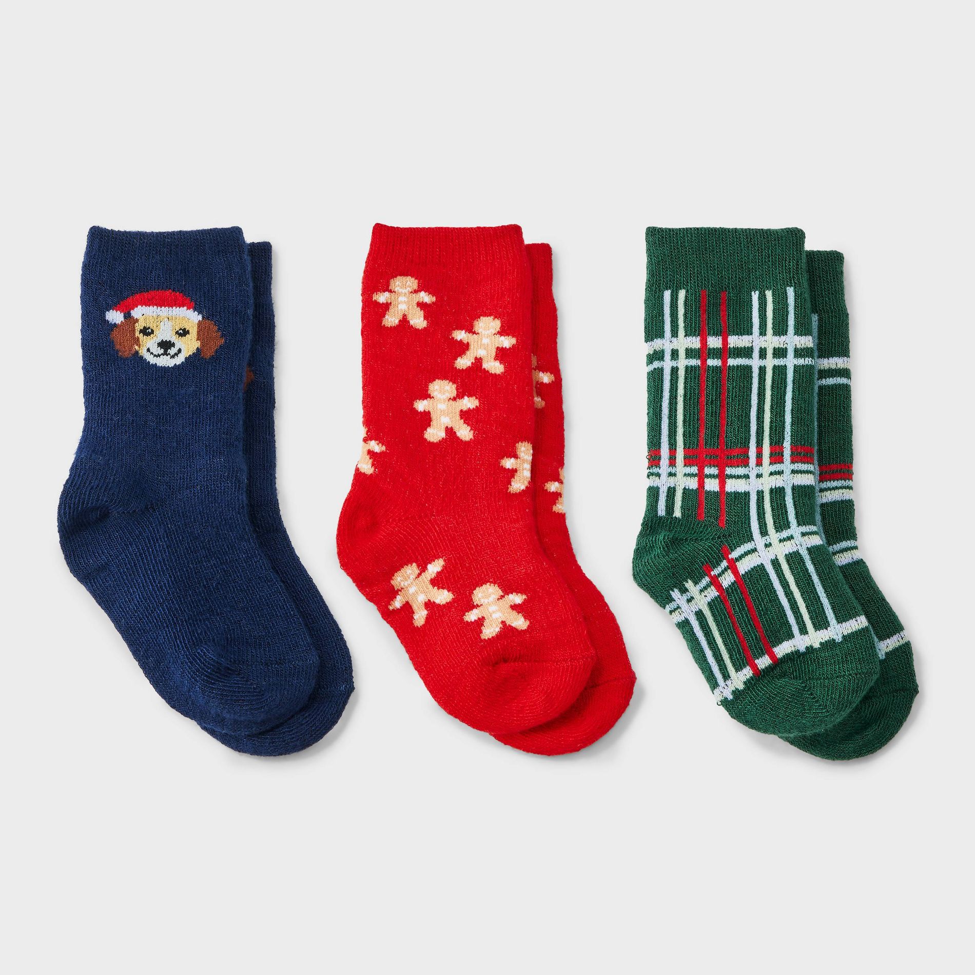 Toddler 3pk Puppy Gingerbread Man Crew Socks - Cat & Jack™