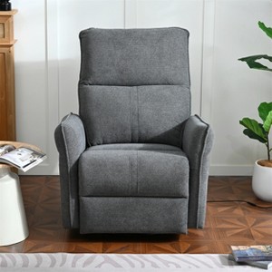 TiramisuBest 360° Swivel Rocking Recliner Chair, Modern Nursery Glider with Side Pocket, Small Recliner for Bedroom & Living, Black - 1 of 4