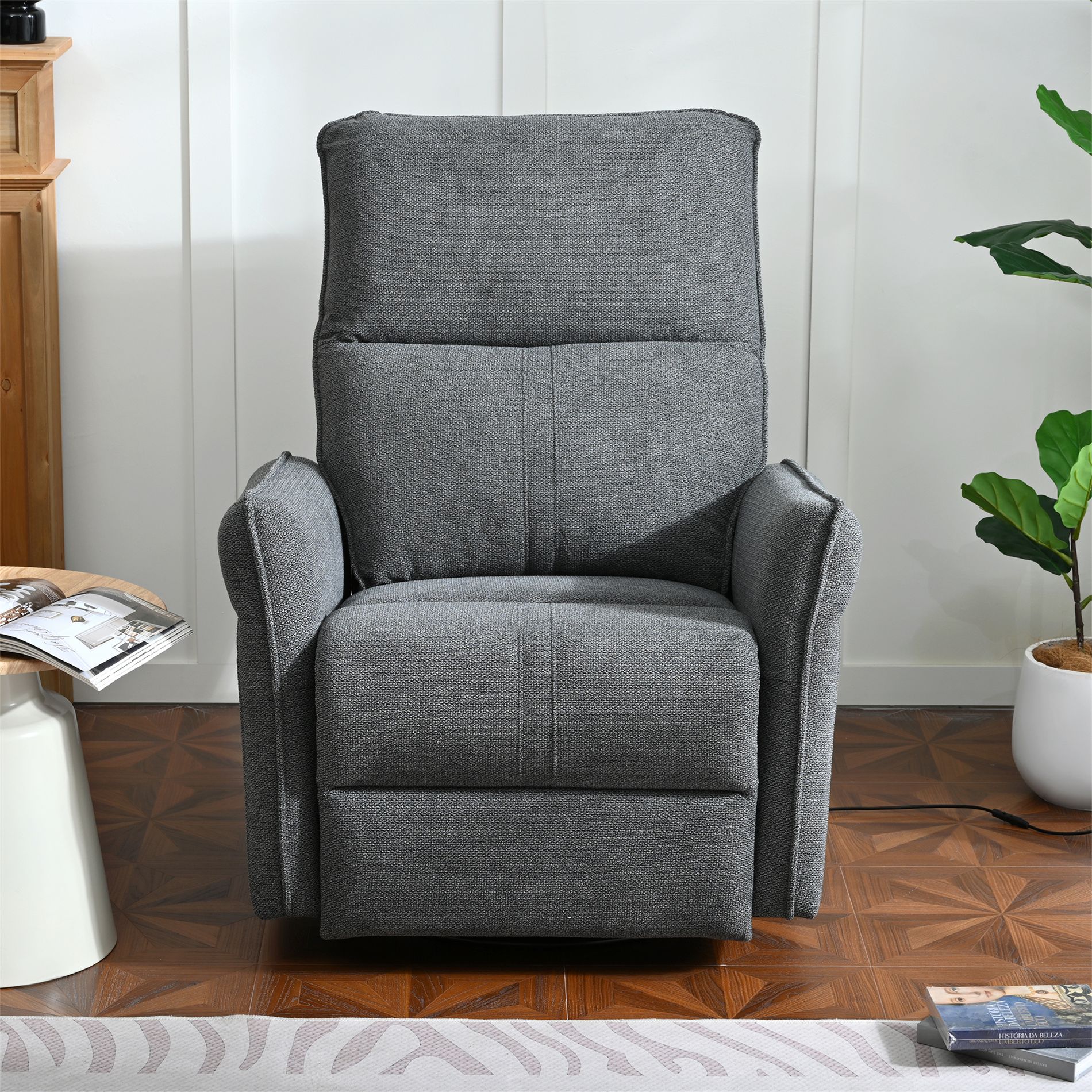 TiramisuBest 270 Power Swivel Rocker Recliner Chair, Electric Small Recliner for Living Room, Bedroom & RV, Dark Gray