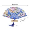 Unique Bargains Rose Print with Tassel Folding Fan 1 Pc - 2 of 4