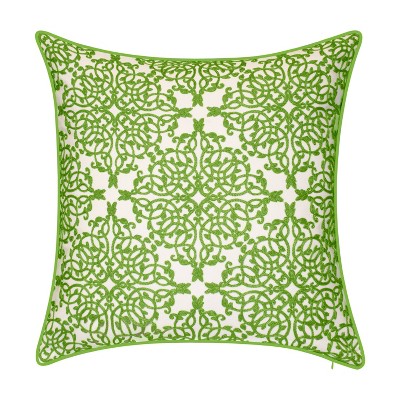 Embroidered Lacework With Piping Indoor/outdoor Throw Pillow Leaf