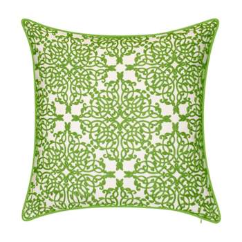 Embroidered Lacework with Piping Indoor/Outdoor Throw Pillow - Edie@Home