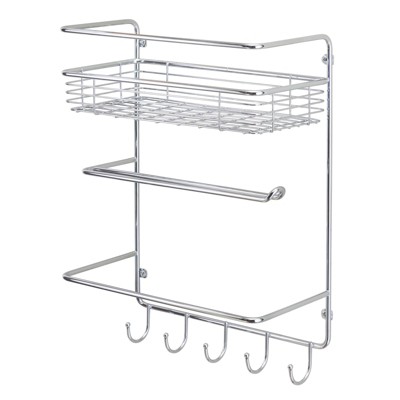 Mdesign Over Cabinet Paper Towel Holder With Multi-purpose Shelf - Chrome :  Target