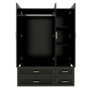 Keloyid Black Wood 47.24 in. Armoire with 4 Drawers and 3 Shelves - 3 of 4