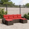 vidaXL 6 Piece Patio Sofa Set with Cushions - Brown Poly Rattan without Storage - 2 of 4