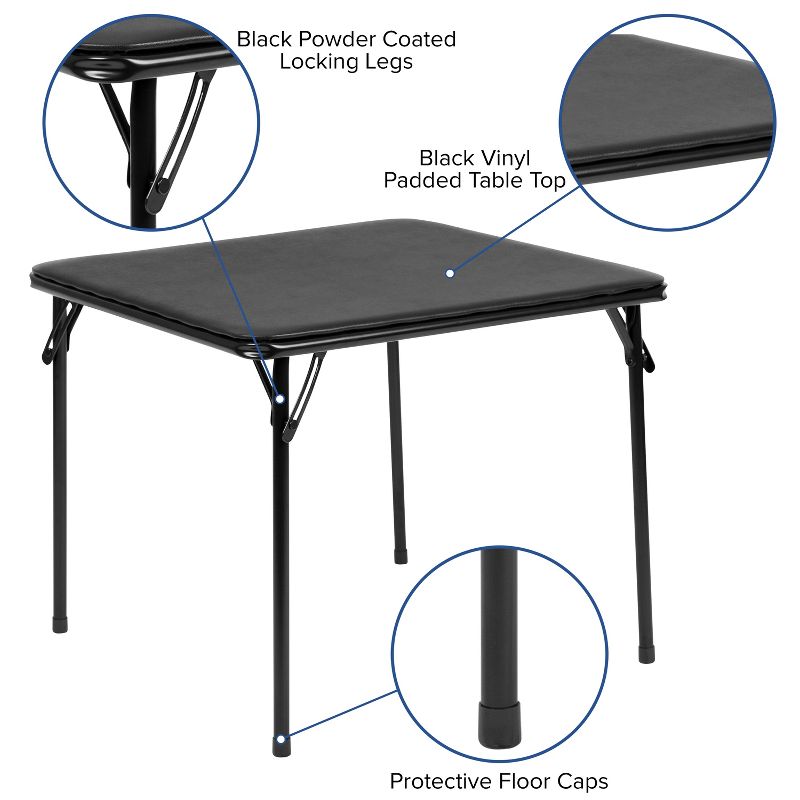 Flash Furniture Kids Black 5 Piece Folding Table and Chair Set, 4 of 10