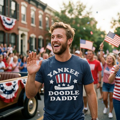 Мужские футболки Crazy Dog T-Shirts, Inc. Mens Funny T Shirts Yankee Doodle Daddy Sarcastic Fourth Of July Graphic Novelty Tee for Men - Crazy Dog Men's T Shirt For Fourth Of July Navy L — фото 3