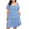 Coolmee Womens Plus Size Summer Midi Dresses Casual Ruffle Sleeve Tiered Swing Sundress with Pockets - 2 of 4