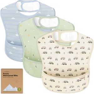 KeaBabies 3pk Presto Baby Bibs Waterproof with Food Catcher, Lightweight Toddler Bibs for Eating - 1 of 4