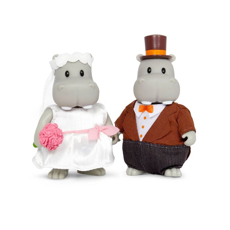 Li&#39;l Woodzeez Pitterpotemus Hippo Family Small Figurines Wedding Set, 4 of 7
