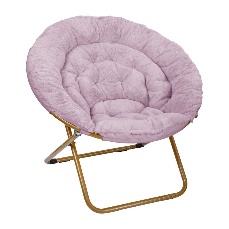 Flash Furniture Gwen 38" Oversize Portable Faux Fur Folding Saucer Moon Chair for Dorm and Bedroom, 1 of 14