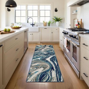 2x6 Abstract Machine Washable Runner Rug For Kitchen Stain Resistant Throw Carpet With Non-Slip Backing Low Pile Floor Cover For Hallway Entryway - 1 of 4
