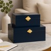 Vintiquewise Set of 2 Decorative Wooden Storage Boxes with Gold Accent for Keys, Jewelry, Makeup, Crafts, Accessories, Home Office & Bedroom Décor - 2 of 4