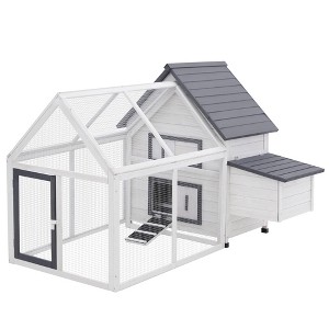 Skyzone 65" Weather-Resistant Fir Wood Chicken Coop with Nesting Box, Ramp, Run, Removable Tray & - 1 of 4