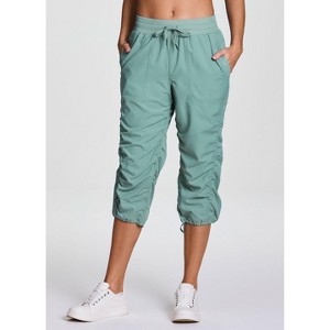 RBX Active Women's Lightweight Quick Drying Capris Adjustable Leg/Inseam Stretch Woven Workout Hiking Cropped Jogger Pants with Pockets - 1 of 4