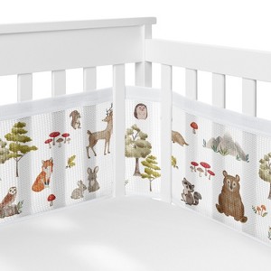 Sweet Jojo Designs Gender Neutral BreathableBaby Breathable Mesh Crib Liner Watercolor Woodland Forest Animals Multicolor - 1 of 4