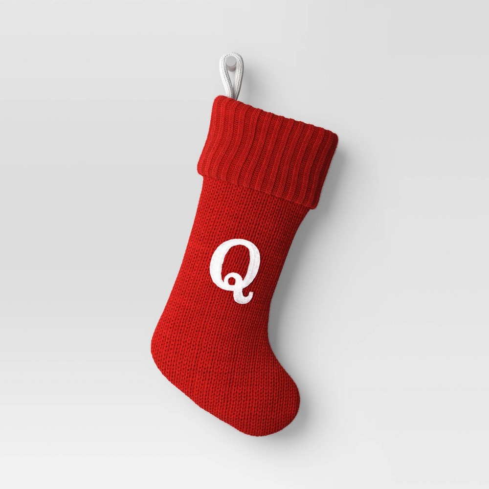 knit monogram christmas stocking red q - wondershop™: 20" festive holiday decor