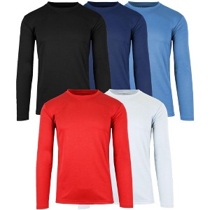 Galaxy By Harvic Men's Long Sleeve Moisture-Wicking Quick Dry Performance Crew Neck Tee- 5 Pack - 1 of 2