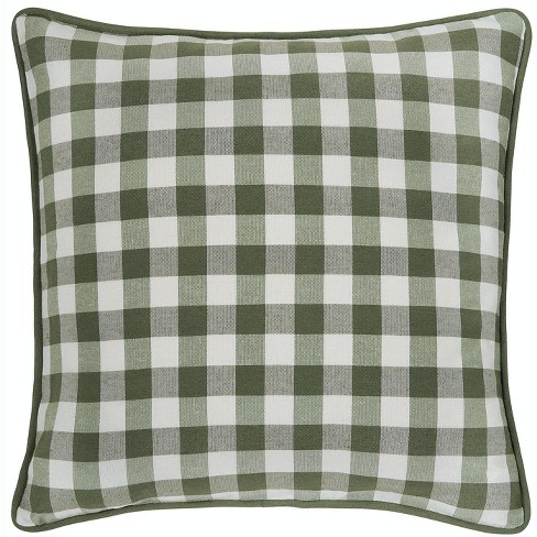 Green Throw Pillow Covers Farmhouse Polylester Linen Buffalo Plaid