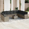 vidaXL 11 Piece Patio Sofa Set with Cushions Gray Poly Rattan - With Table - 2 of 4