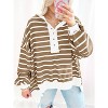 Imily Bela Women Color Block Waffle Knit Top Oversized Comfort  Casual Sweatshirt - 4 of 4