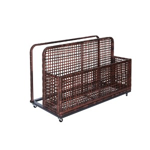 Outdoor Wicker Patio Pool Float Storage Basket PE Rattan with Rolling Wheels for Floaties, Life Vests, Beach Balls, Toys, and Patio Furniture - 1 of 4