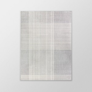 7'10"x10' Plaid Outdoor Rug Gray - Threshold™ - 1 of 4
