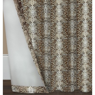 63" Brown and Gold Python Pattern Room Darkening Curtain Panels