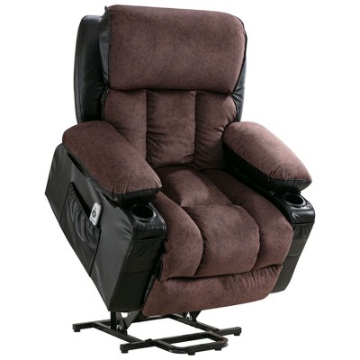 NicBex Faux Leather Lift Recliner Chair for Elderly,Massage Chairs with Vibration Massage and Heating,Reclining Chairs for Living Room,Black+Brown