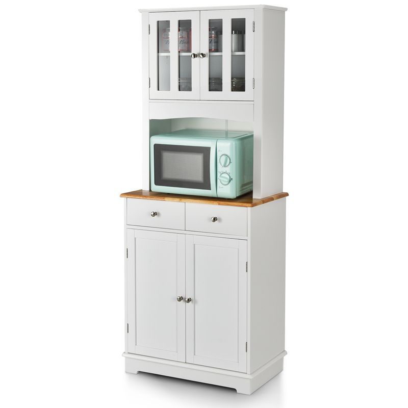 Tangkula Buffet Hutch Kitchen Storage Cabinet Microwave Stand with 2 Drawers and 2 Door Storage Cabinet White, 1 of 11
