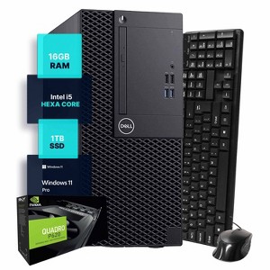 Dell Windows 11 Tower Computer | Intel 8th Gen Hexa Core | 16GB DDR4 RAM | 1TB SSD | Workstation PC | NVIDA P620 2GB | Manufacturer Refurbished - 1 of 4