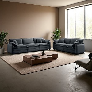 Corduroy 2-Seater & 3-Seater Sofa Set with Flexible Layout - 1 of 4