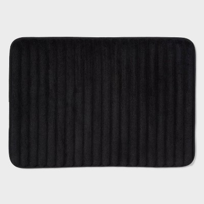 17"x24" Ribbed Cushion Foam Bath Rug Black - Room Essentials™