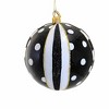 Huras Family Black And White Delight Reflector Ball - 1 Glass Tree Ornament 4.25 Inch, Glass - Hand Painted Vintage Style Drop BW966 4.25 In Black And - 2 of 3