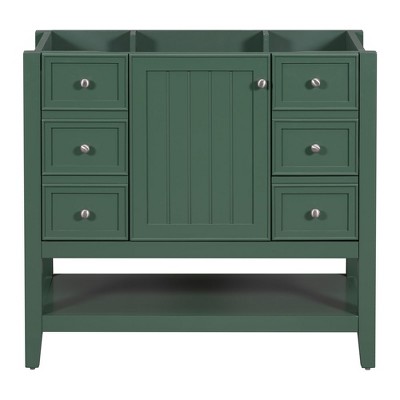 36 Inch Bathroom Vanity, Bathroom Storage Cabinet With 3 Drawers, Bottom Open Shelves Cabinet