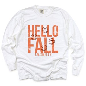 Simply Sage Market S.W.Smiley Hello Fall Garment Dyed Long Sleeve - 1 of 4