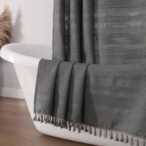Boho Shower Curtain 72 Inch Long Modern Farmhouse Rustic Striped Tassel Fabric Bathroom Heavy Duty Vintage - 1 of 4