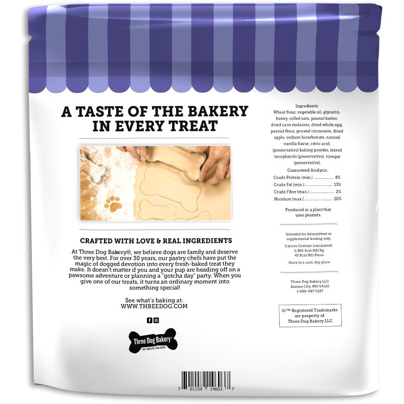 Three Dog Bakery Assorted &#34;Mutt&#34; Trio Chewy with Peanut Butter, Carob and Vanilla Flavor Dog Treats - 26oz, 4 of 10