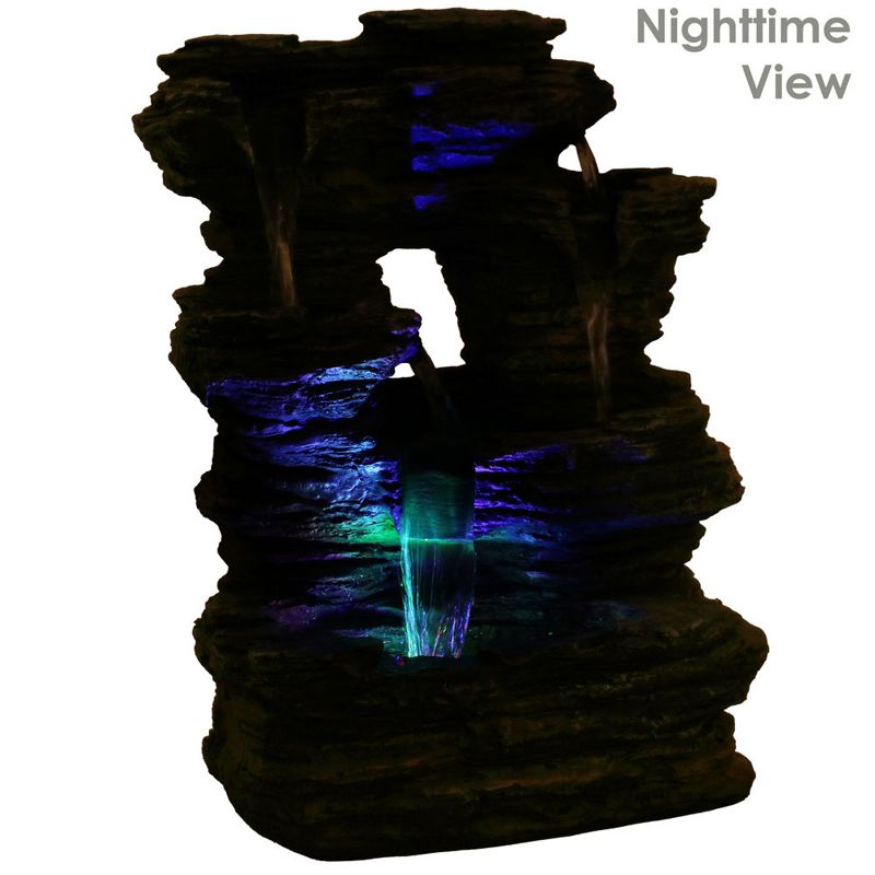Sunnydaze Indoor Decorative Five Stream Rock Cavern Tabletop Water Fountain with Multi-Colored LED Lights - 13", 5 of 15