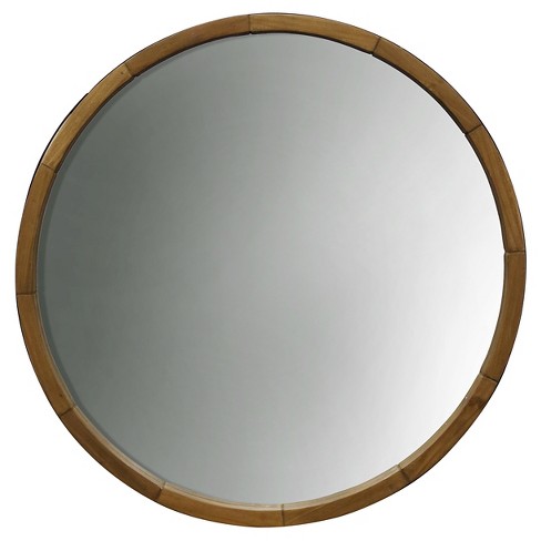 Round Decorative Wall Mirror Wood, Circle Wood Framed Mirror