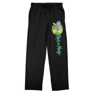 Rick and Morty Portal Logo Men's Black Sleep Pajama Pants - 1 of 2