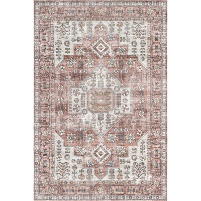 Evon Traditional Multicolor Medallion Machine Washable Area Rug