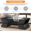 6mm Glass-Top Coffee Table with Open Shelves & Cabinets, Geometric 2-Tier Center Table, Modern Storage Cocktail Table for Living Room - 4 of 4