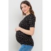 Hello Miz Women's Ribbed Puff Sleeve Side Ruched Maternity Top - 2 of 4