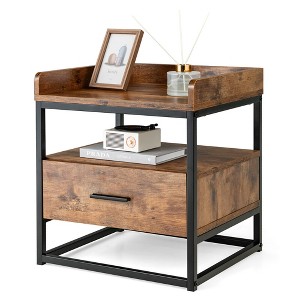 Tangkula Nightstand Side End Sofa Table w/ Drawer Metal Frame for Living Room Bedroom - 1 of 4