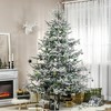 HOMCOM 8 FEET Pine Snow Flocked Artificial Christmas Tree with 1479 Realistic Cedar Branches, Auto Open, Home Holiday Decoration, Green - 3 of 4