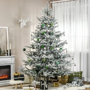 FURNIinspire Artificial Trees Indoor Snow Flocked Christmas Tree With Realistic Branches For Holiday Party, Christmas Decor, Green, 61"*61"*94.5" - 1 of 4